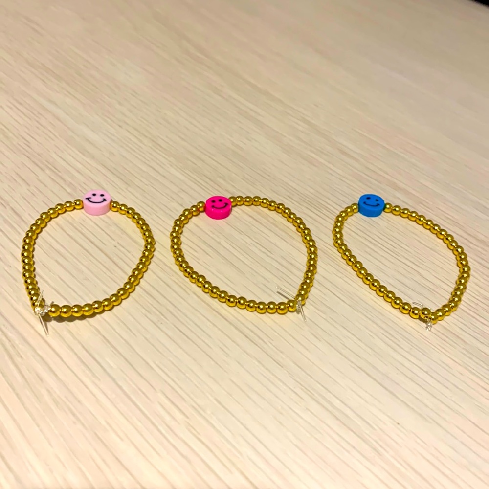 Preppy Gold Smiley Face Bracelets